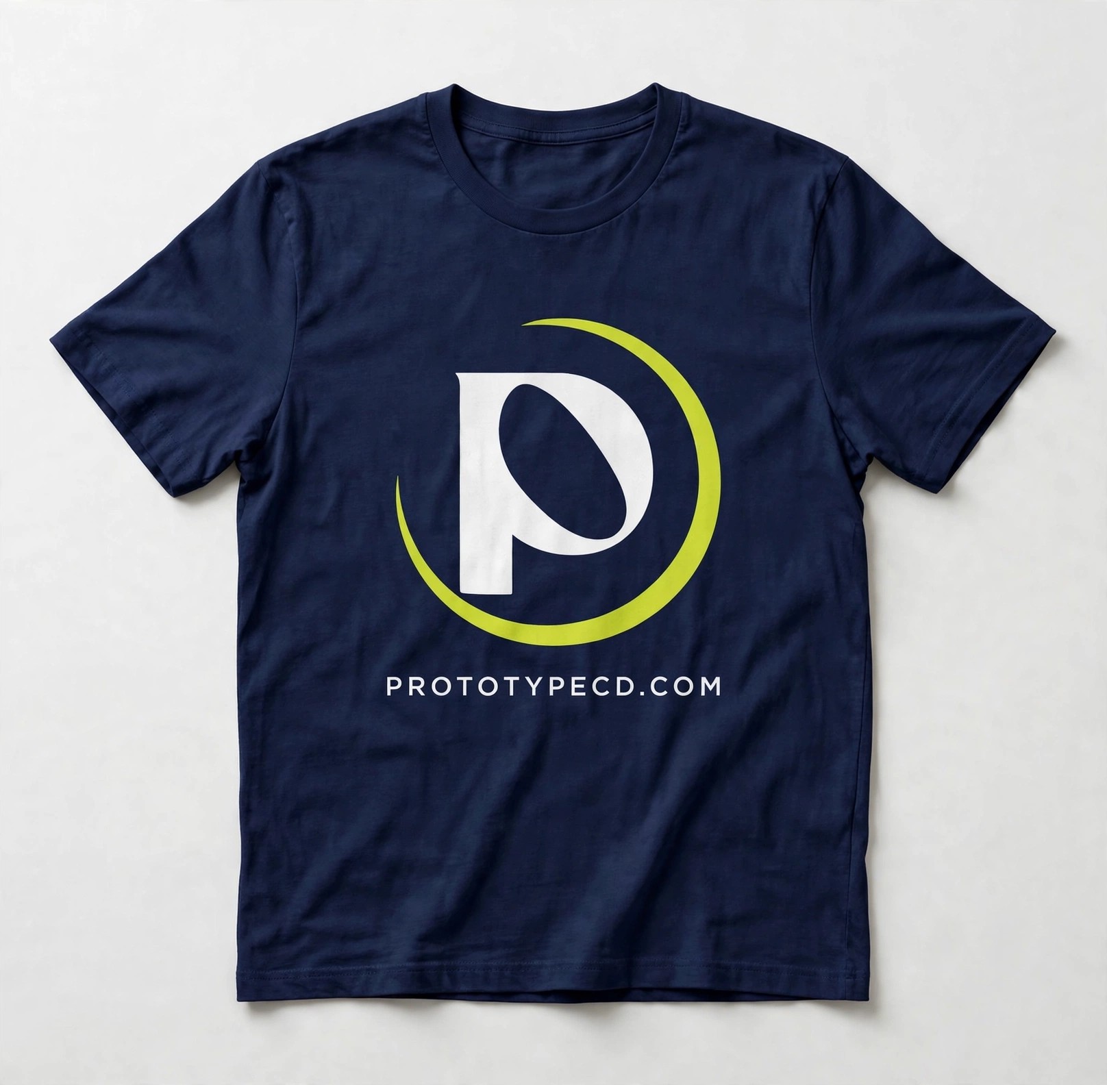 Prototype Signature T-Shirt in navy with Prototype logo and prototypecd.com